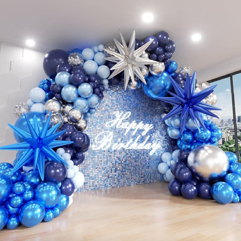 Arco Di Palloncini Compleanno Blu