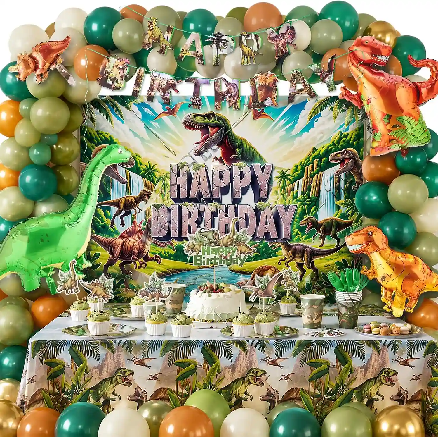 Decorazioni per palloncini di compleanno con dinosauri