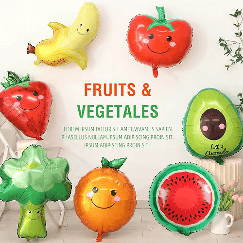 Palloncini foil con frutta e verdura