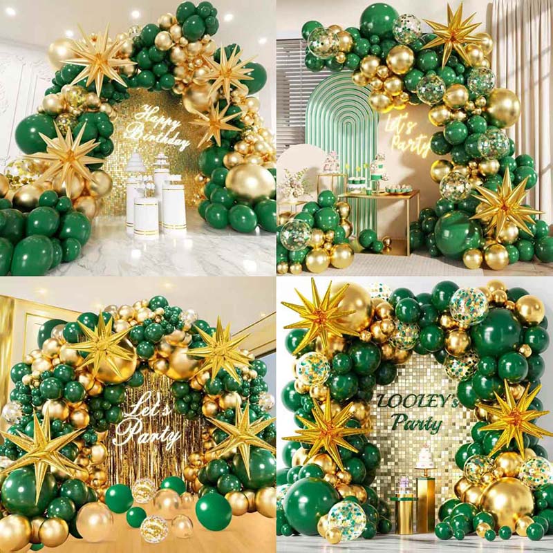 Arco di palloncini verde e oro