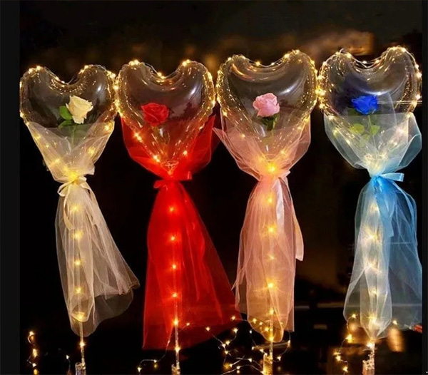 Set di rose con palloncini Bobo a forma di cuore