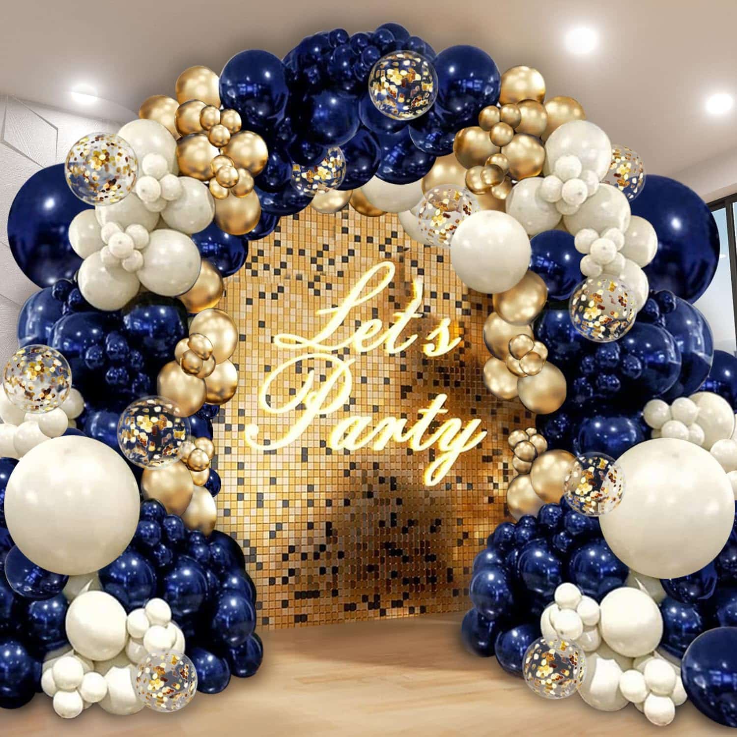 Kit arco ghirlanda di palloncini blu navy e oro