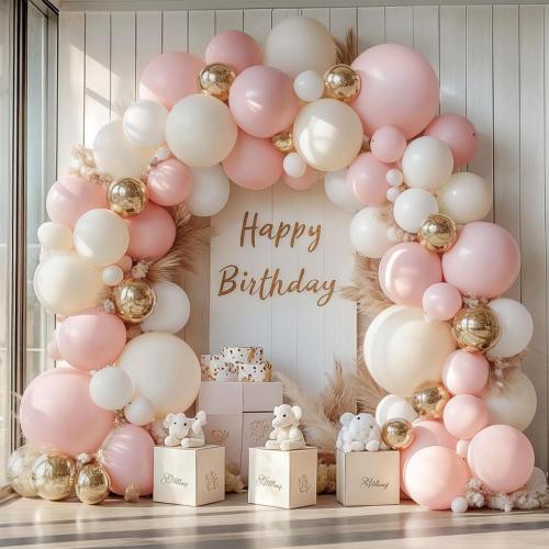 Kit arco per palloncini bianco rosa beige