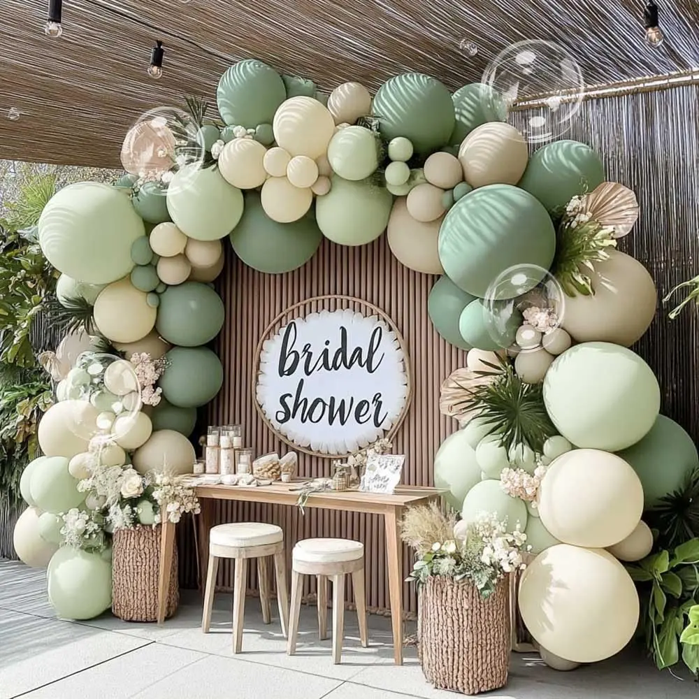 arco per palloncini baby shower verde salvia