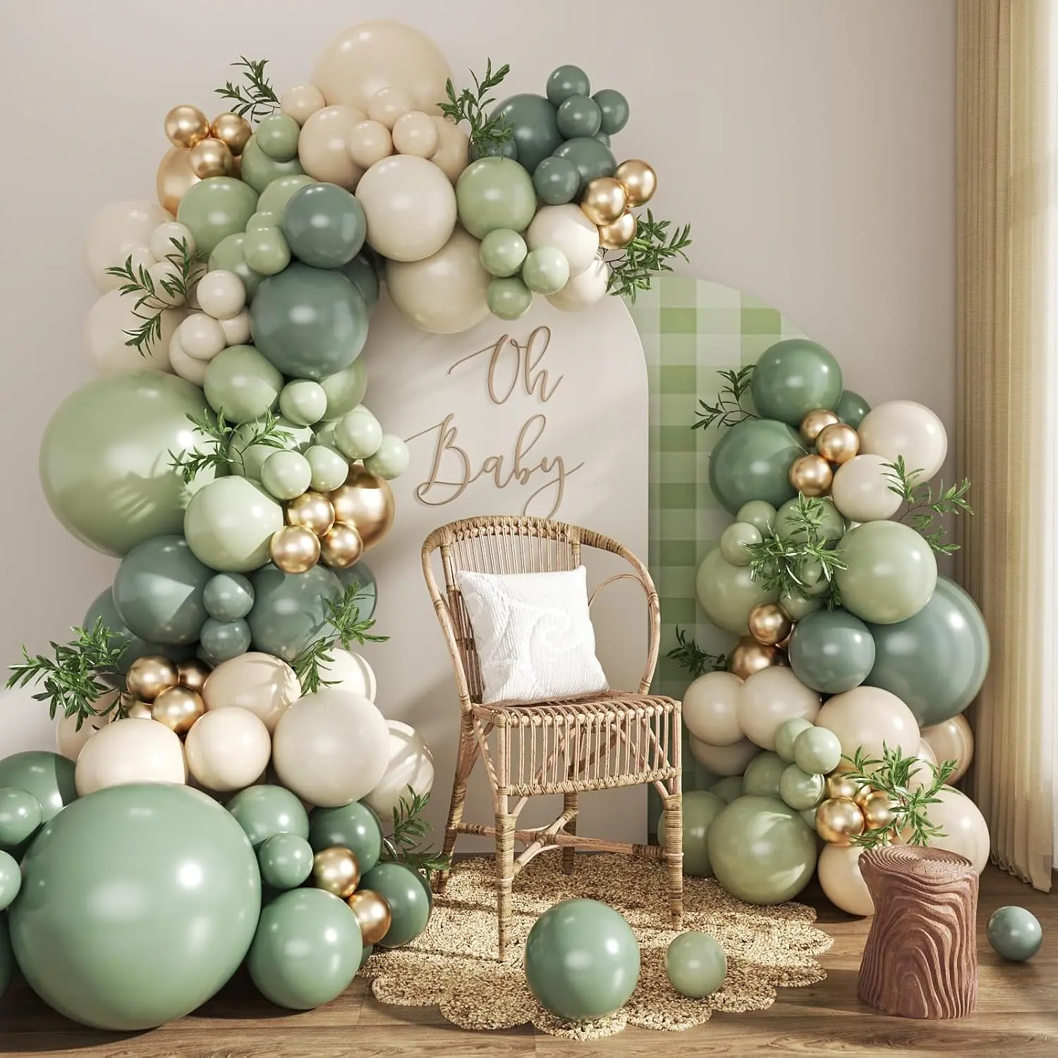 Kit arco ghirlanda di palloncini verde salvia