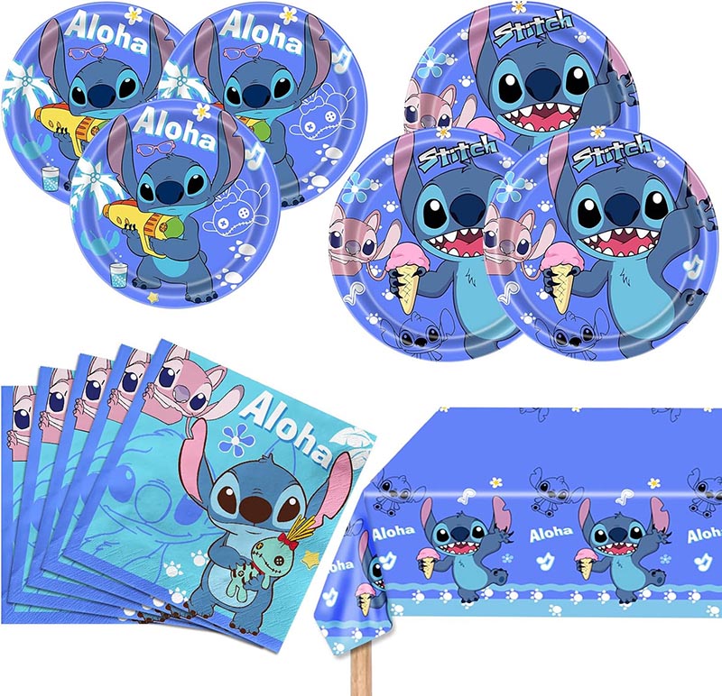 Stitch Paper Party Table stoviglie